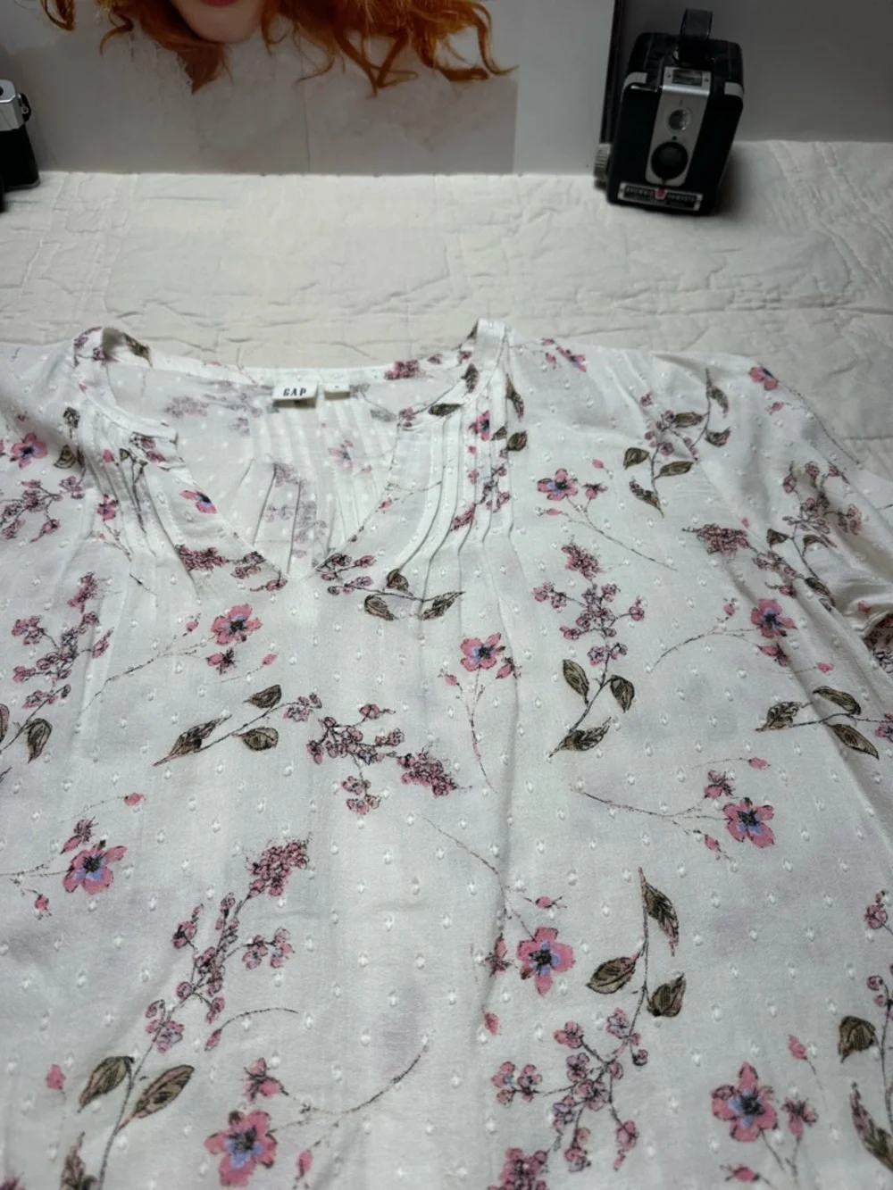 GAP Floral Cotton Peplum Top M Cottagecore Romantic Boho Prairie Blouse